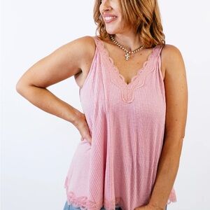 POL Pink Lace Relaxed Camisole